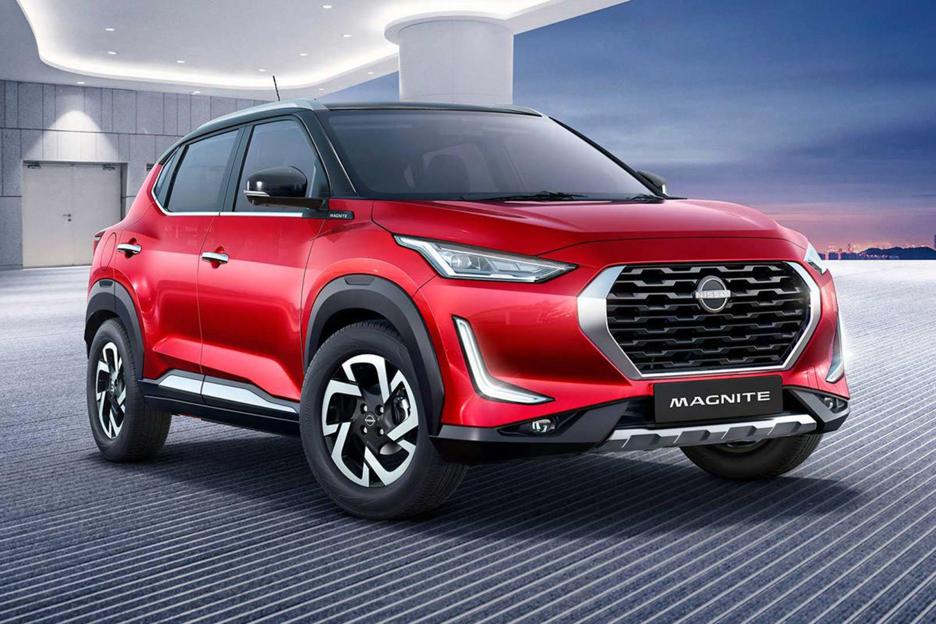 نمای جلو کراس اور نیسان مگنایت / Nissan Magnite قرمز رنگ