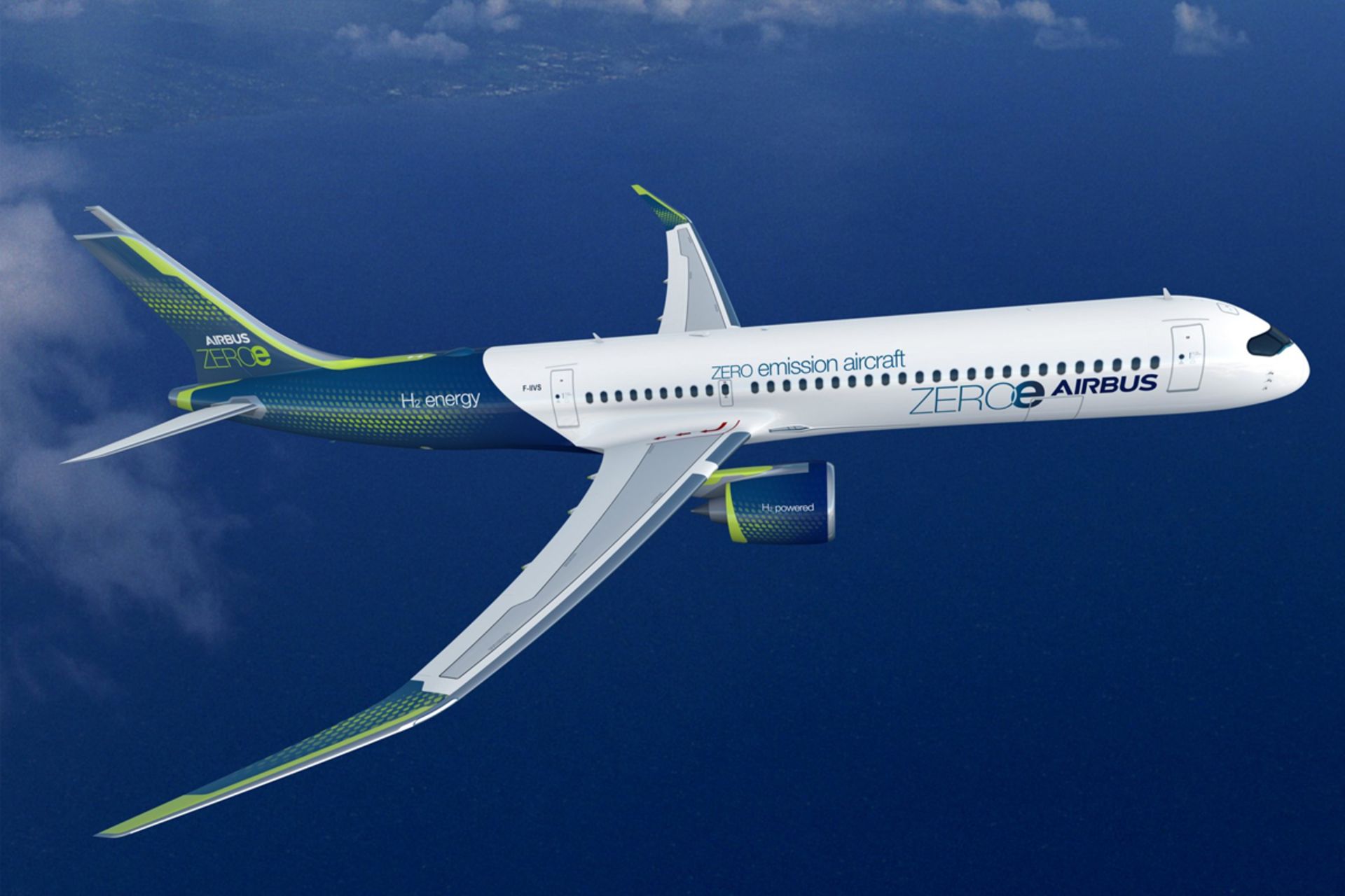 هواپیمای هیدروژنی ایرباس / Airbus درحال پرواز دریای آبی