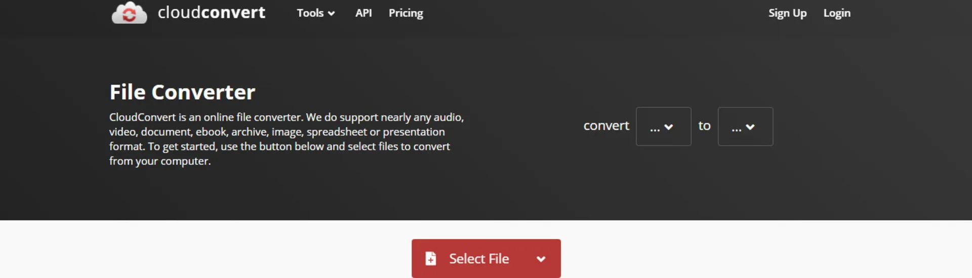اسکرین شات وب سایت Cloud Convert