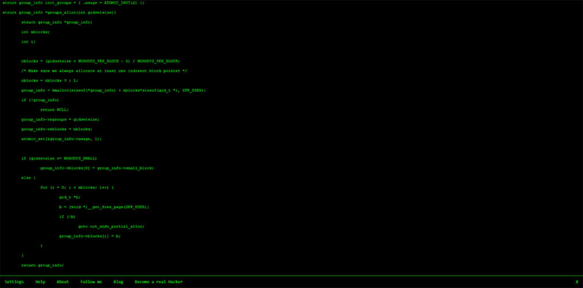 اسکرین شات وب سایت Hacker Typer