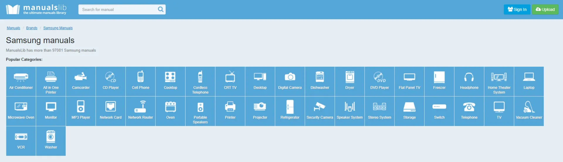 اسکرین شات وب سایت Manuals Lib
