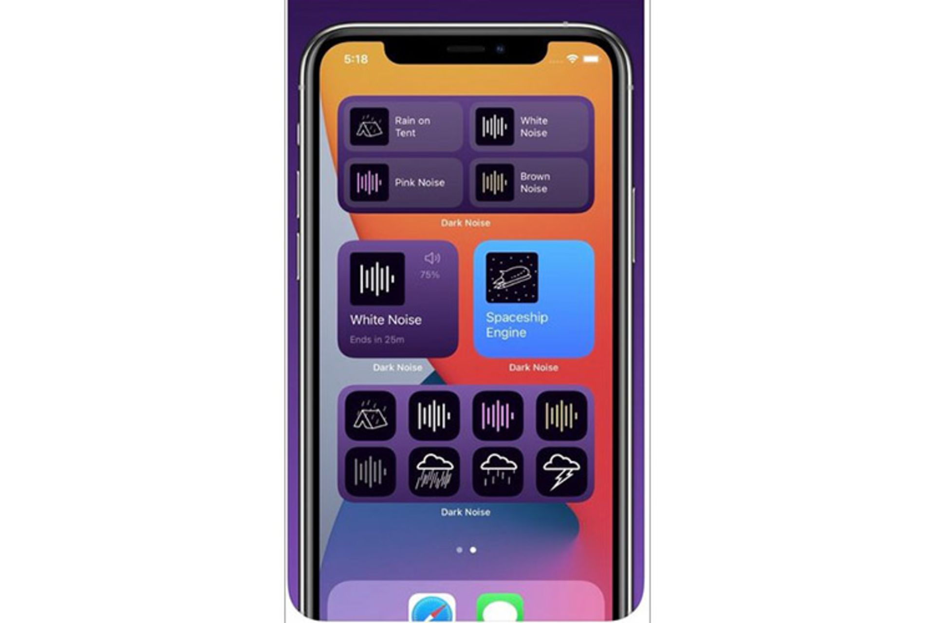 dark noise ios widget