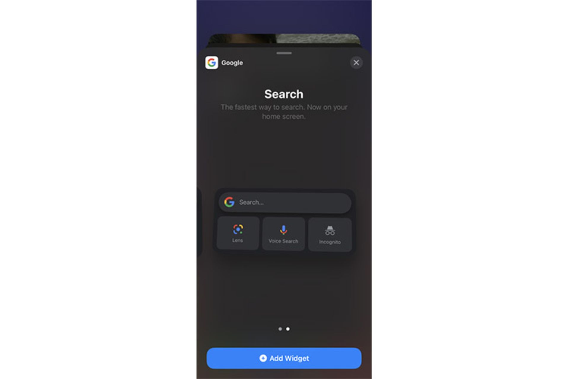 google app ios widget
