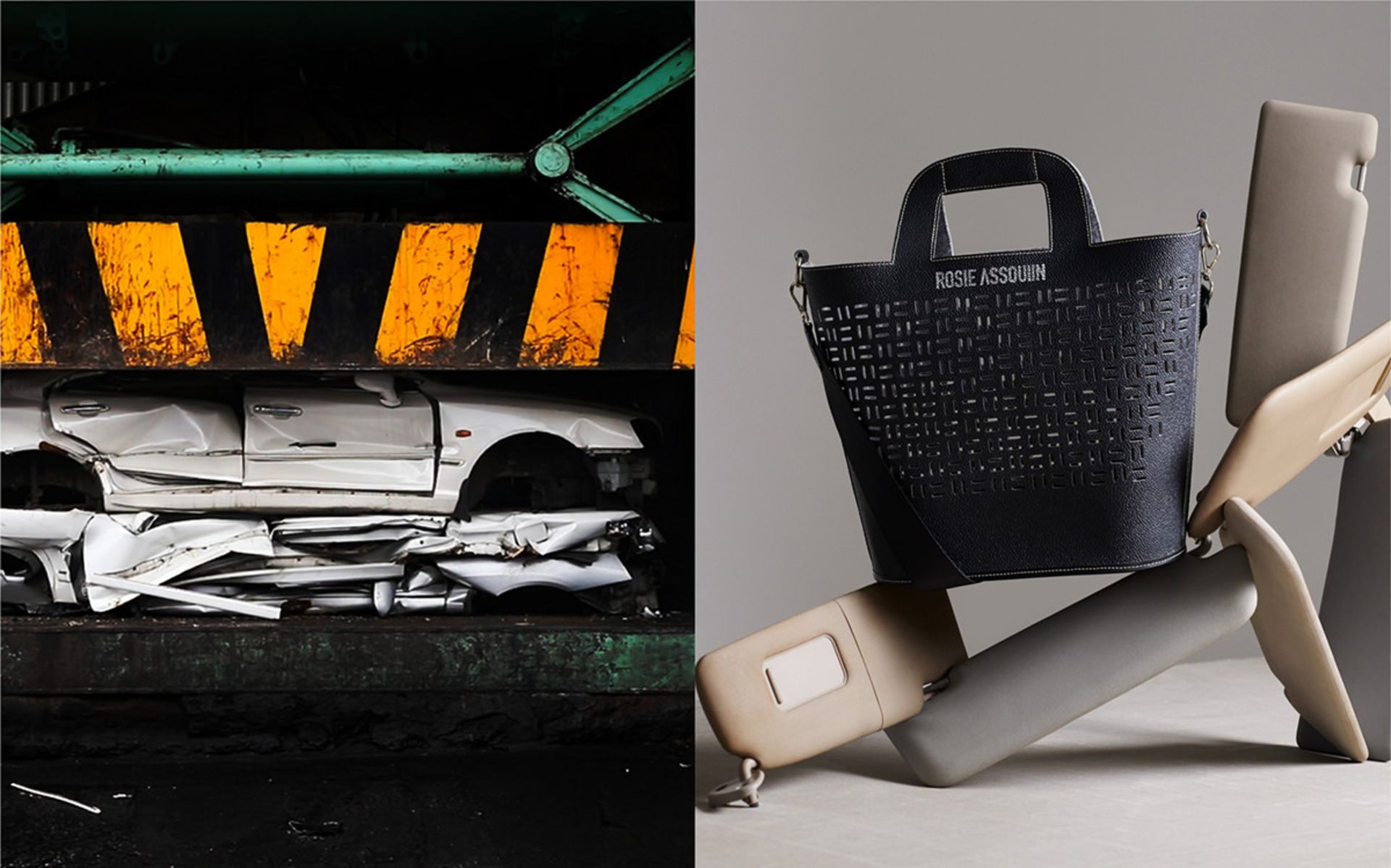 ضایعات دورریختی بازیافتی خودرو در صنعت پوشاک و مد توسط هیوندای / Hyundai به شکل کیف 