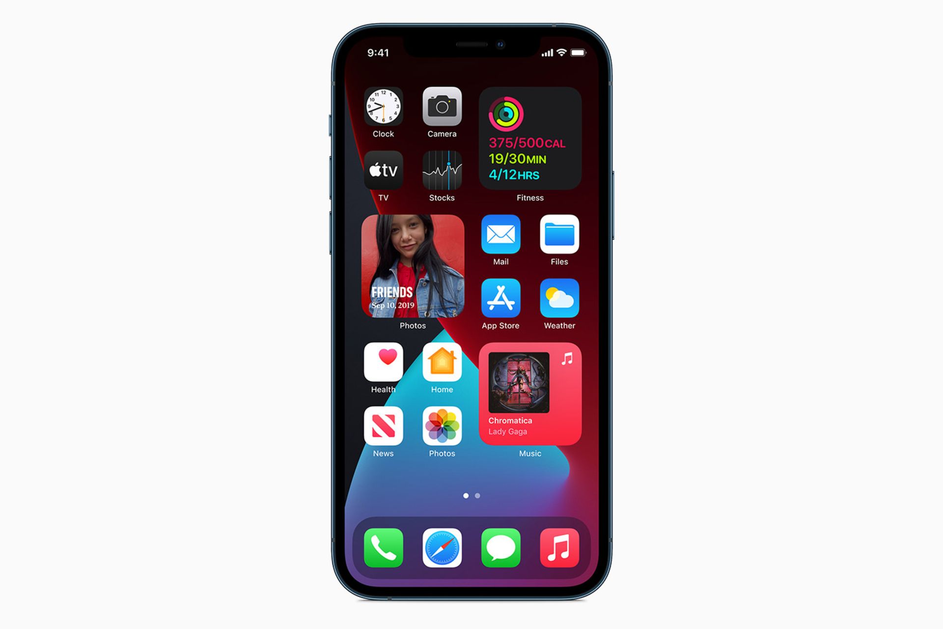 نمای جلو نمایشگر آیفون ۱۲ پرو / iPhone 12 Pro با iOS 14