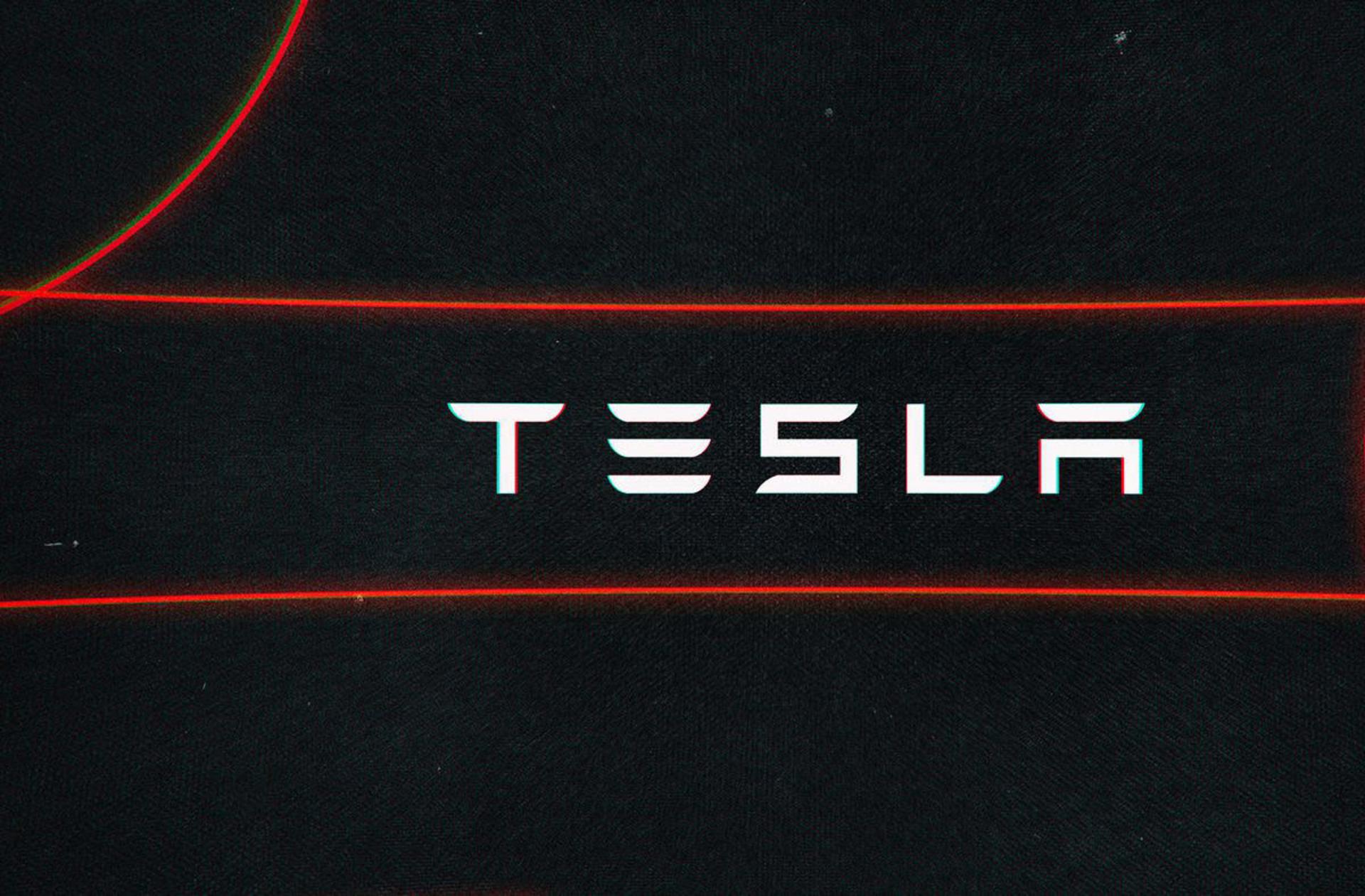 تسلا / tesla با رنگ سفید در زمینه مشکی