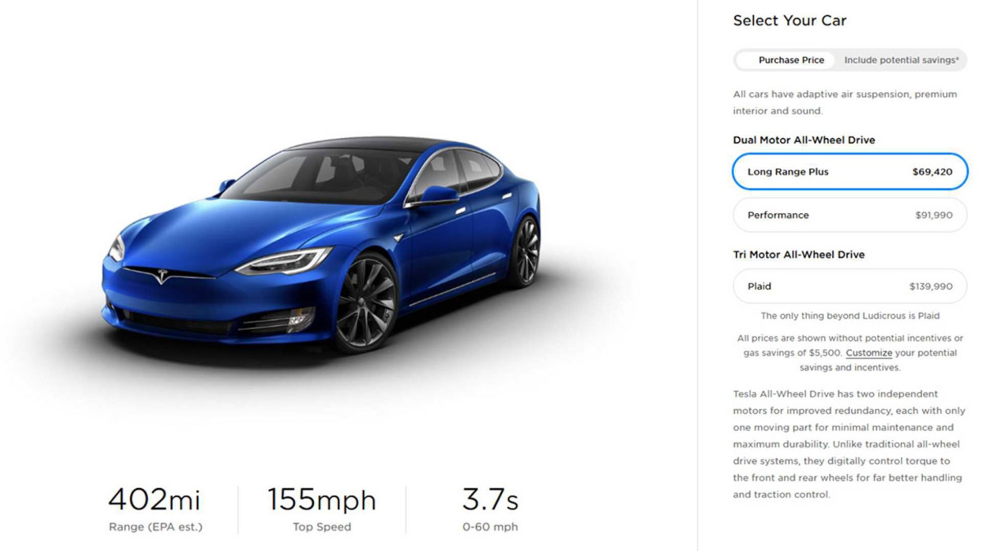 قیمت خودروی الکتریکی تسلا مدل اس / Tesla model S آبی رنگ
