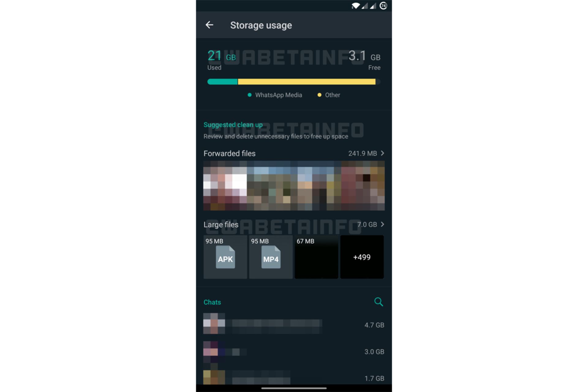رابط کاربری جدید Storage Usage در واتساپ / WhatsApp