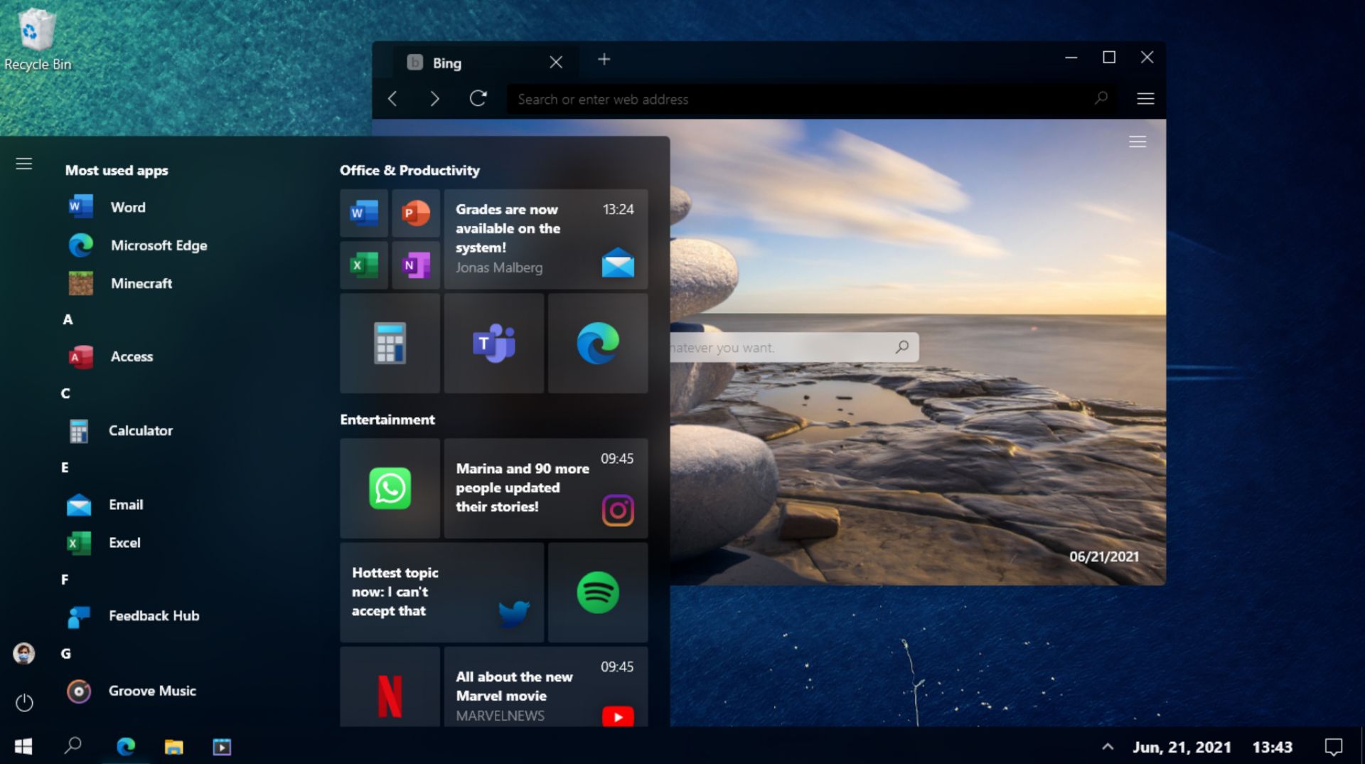 تم تاریک در طراحی مفهومی جدید ویندوز ۱۰ / Windows 10