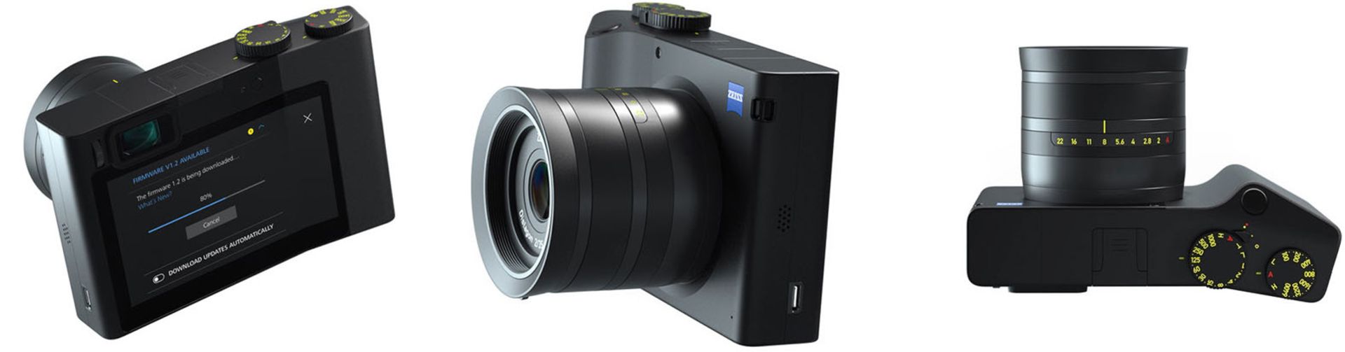 نمای سه رخ و بالا و پشت دوربین زایس Zeiss ZX1