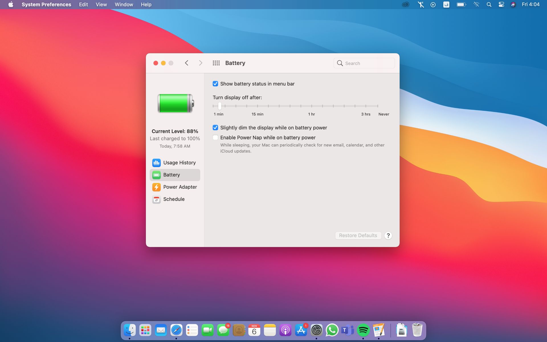 بخش اطلاعات باتری در مک او اس بیگ سر