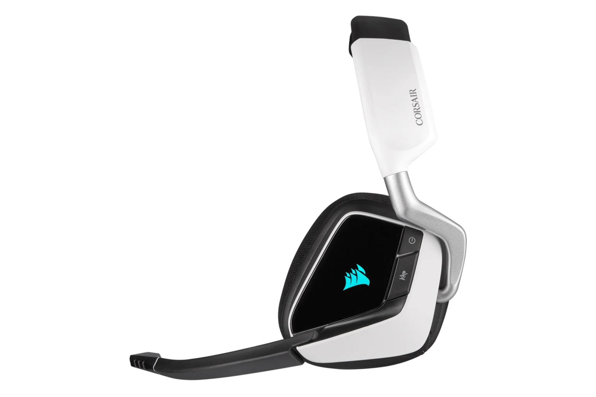 نمای کناری میکروفون هدست گیمینگ کورسیر VOID RGB الیت وایرلس Corsair VOID RGB Elite Wireless سفید