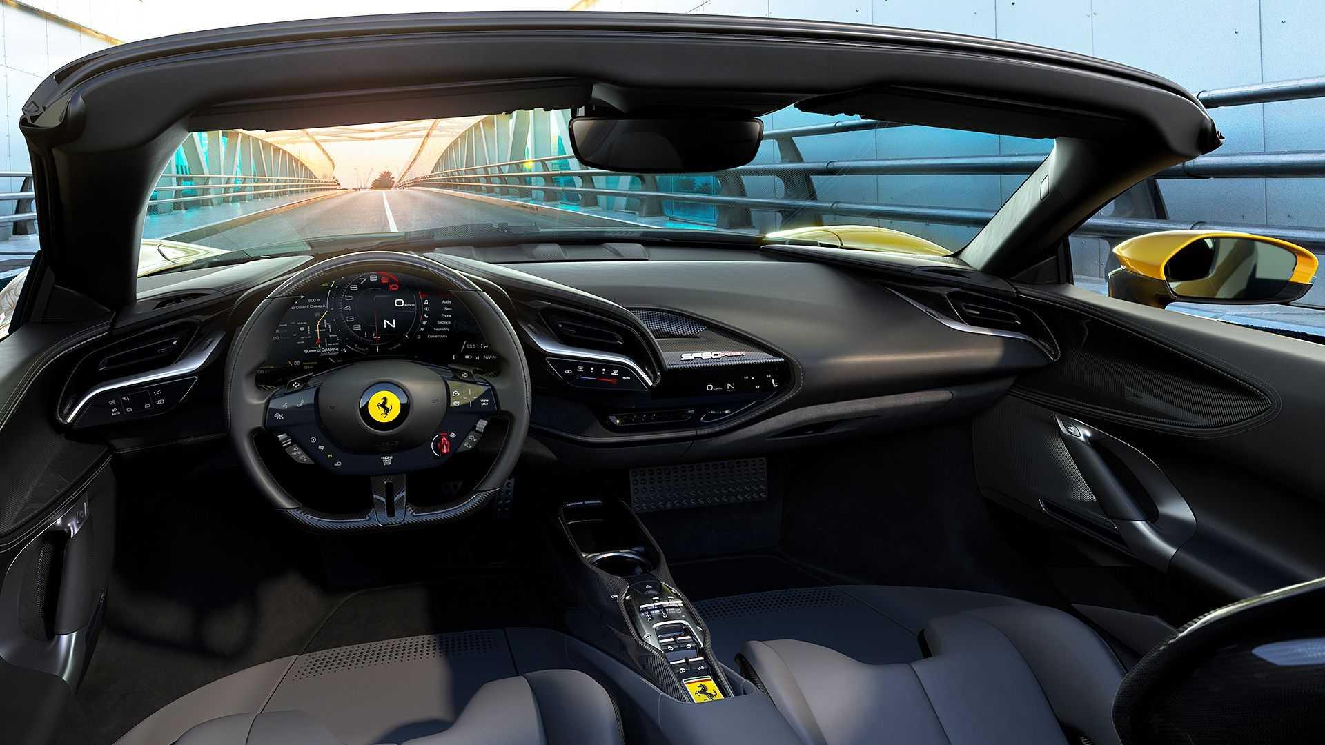 کابین و فرمان ابرخودرو پلاگین هیبریدی روباز فراری SF90  اسپایدر / Ferrari SF90 Spider 