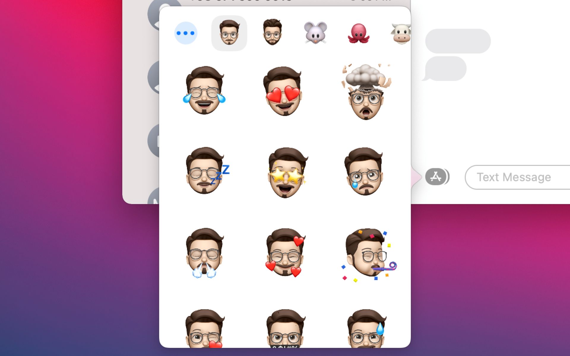 مموجی‌ها در نرم‌افزار Message مک او اس بیگ سر