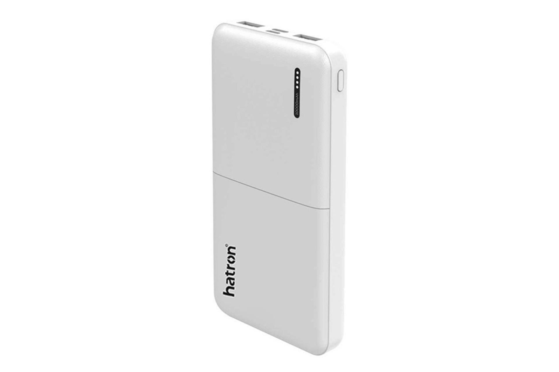نمای ایستاده پاوربانک هترون HPB1088 رنگ سفید
