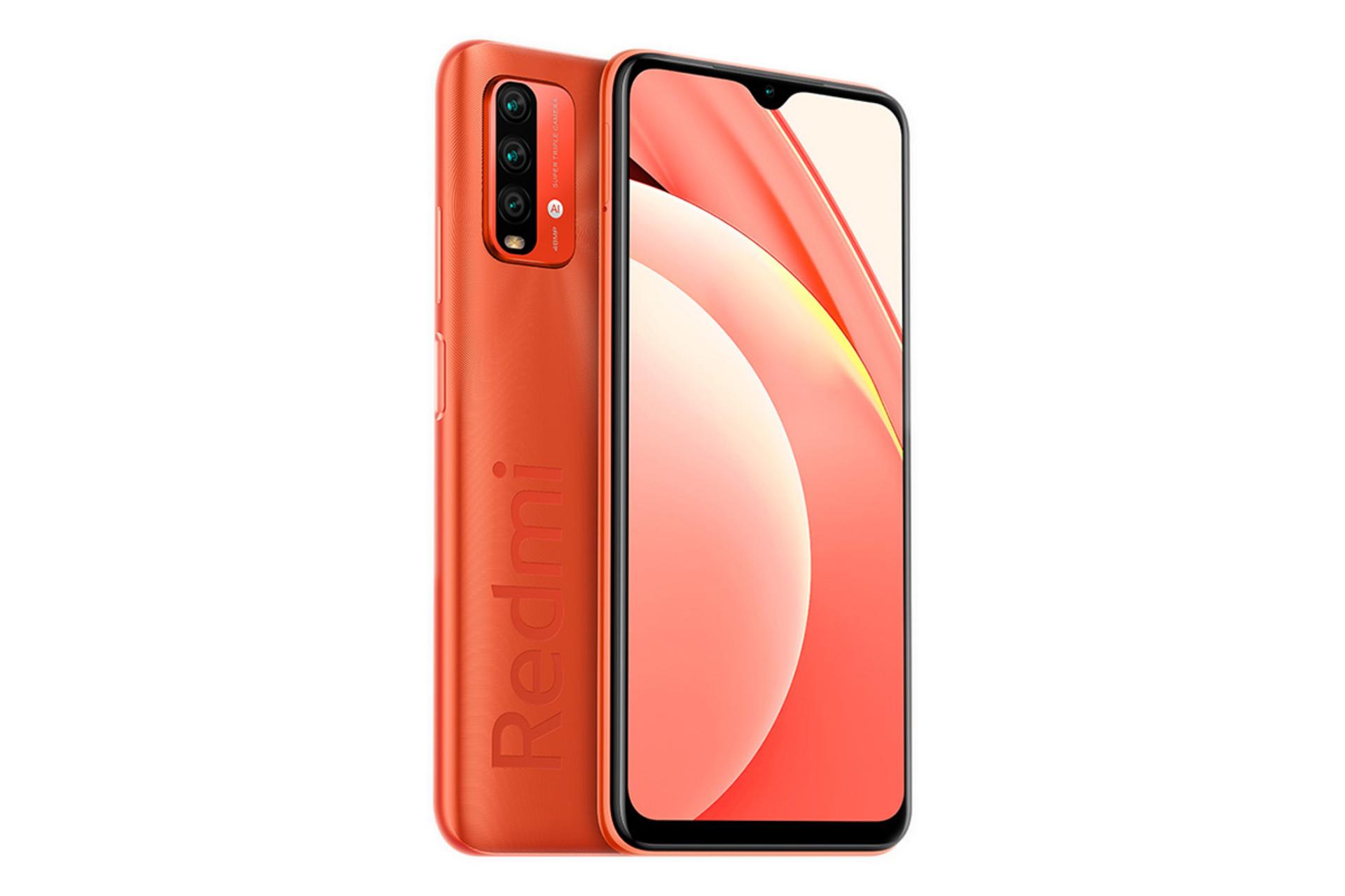 نمای نیمرخ گوشی شیائومی ردمی نوت 9 نسخه 4G رنگ نارنجی