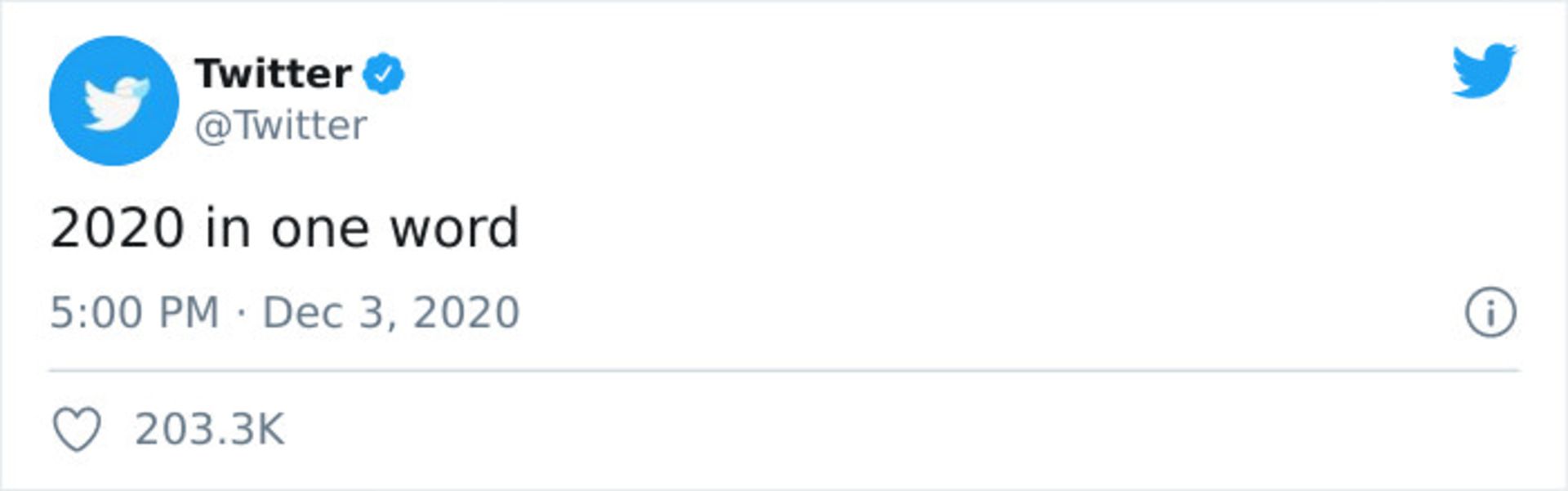 چالش توییتری توصیف 2020 در یک کلمه