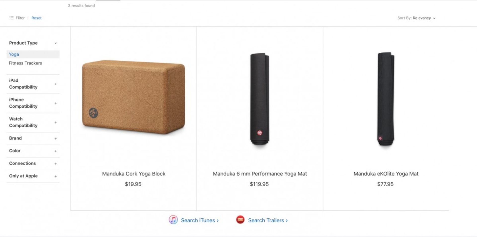 تشک یوگا ۱۲۰ دلاری در فروشگاه اپل