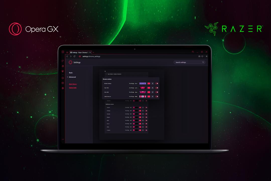 مرورگر گیمینگ اپرا جی ایکس / Opera GX روی لپ تاپ با ریزر کروما
