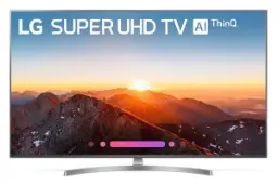 نمای جلو تلویزیون ال جی 65SK800 با صفحه روشن