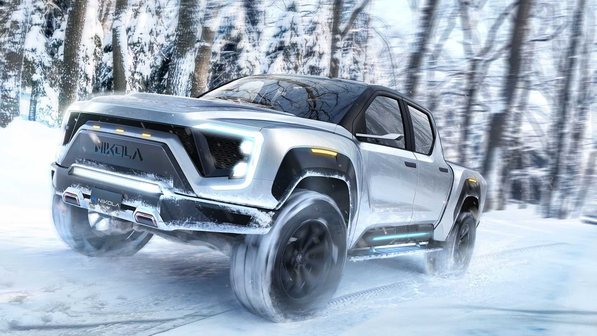 وانت برقی نیکولا بجر / Nikola Badger pickup در برف