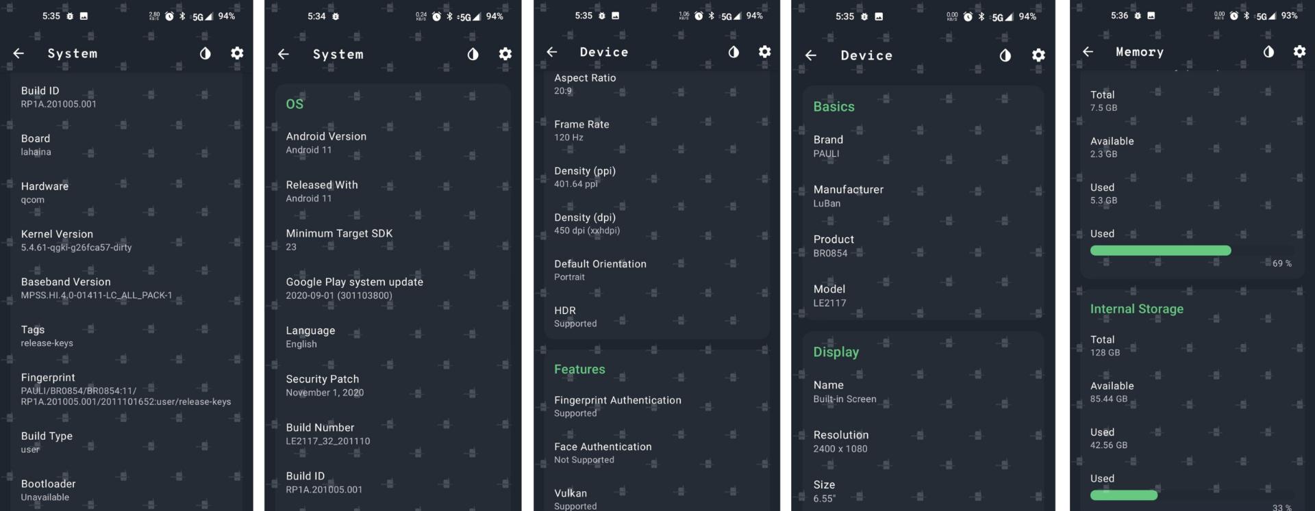 اسکرین شات نرم افزار وان پلاس ۹ / OnePlus 9 5G فاش شده