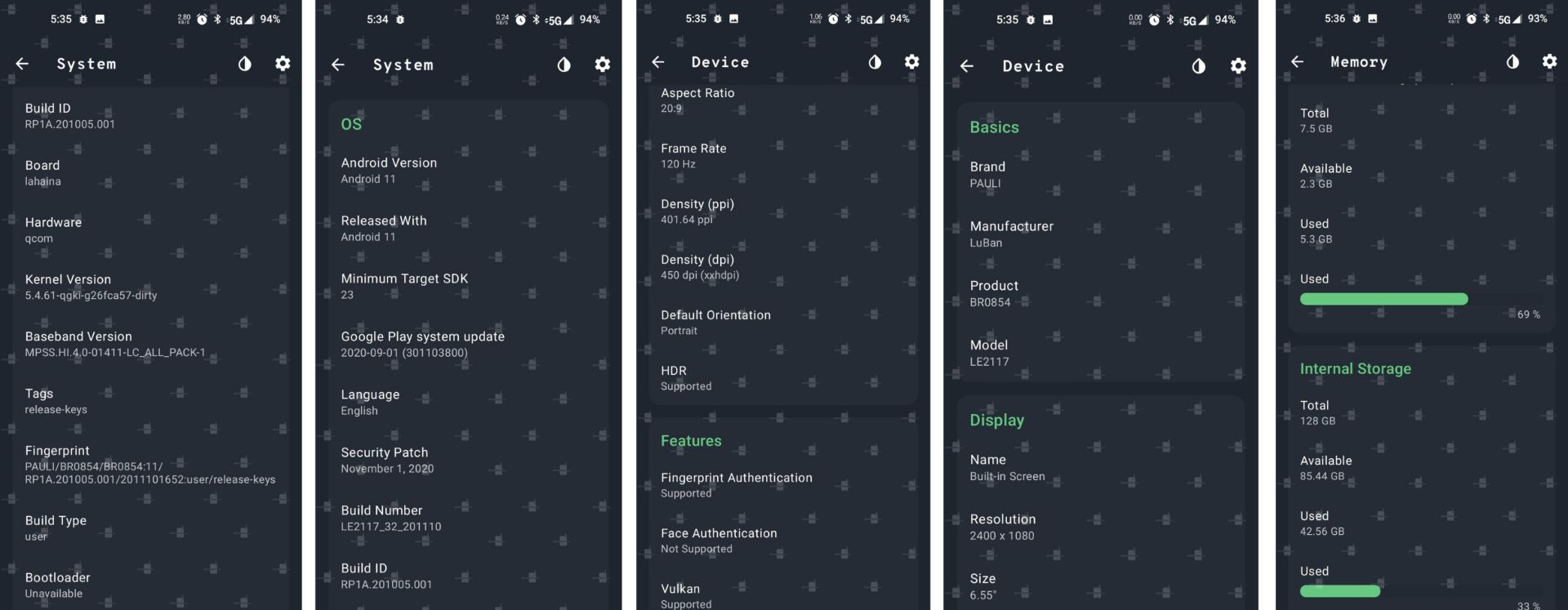 اسکرین شات نرم افزار وان پلاس ۹ / OnePlus 9 5G فاش شده