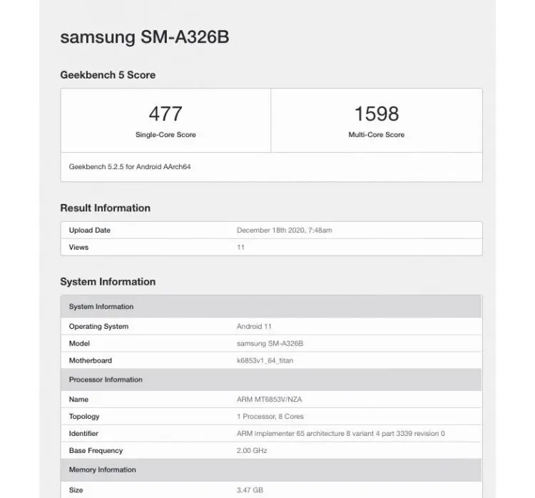 بنچمارک سامسونگ گلکسی A32 مدل 5G