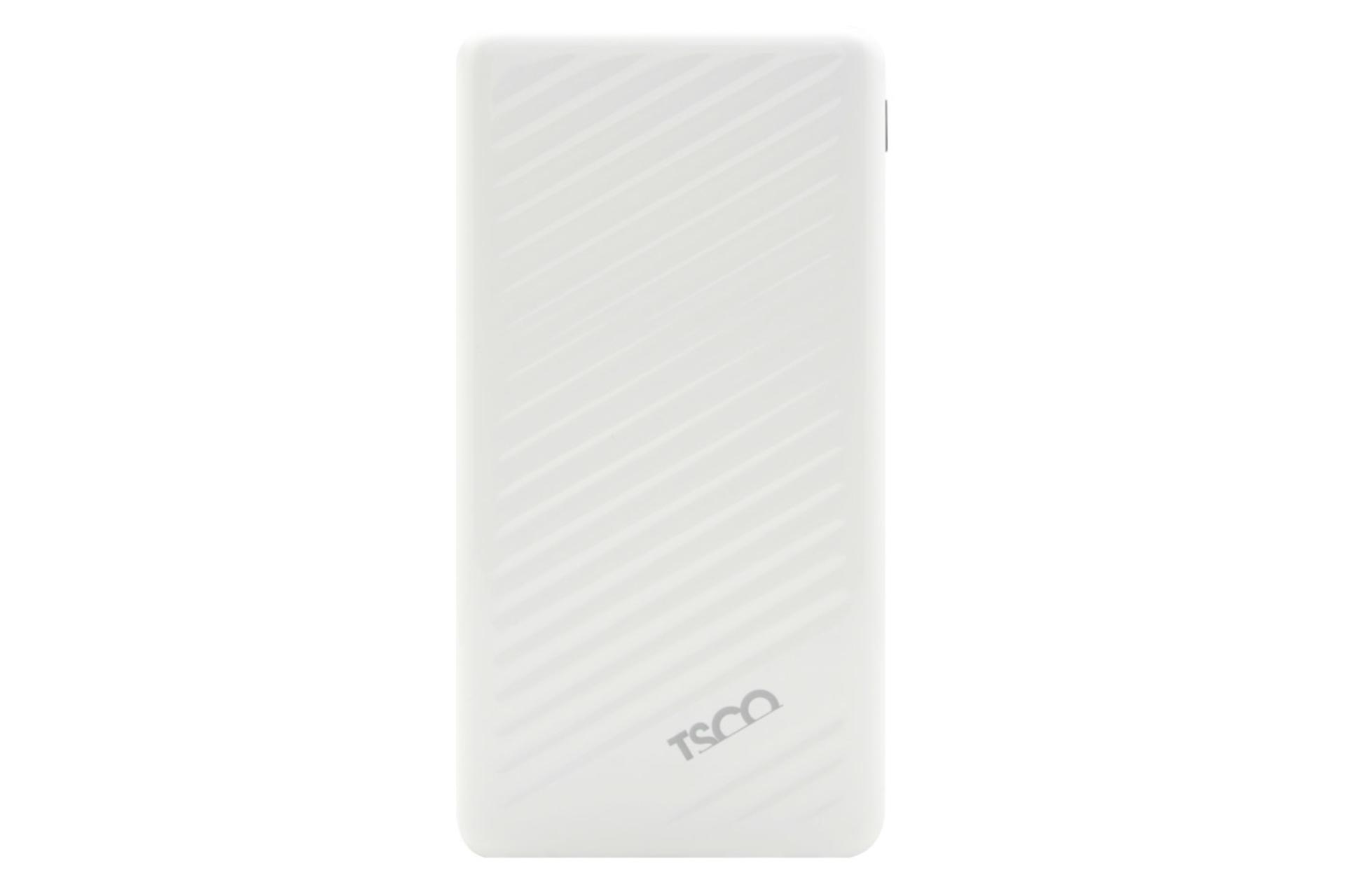 نمای روبرو پاور بانک تسکو TP 878 با ظرفیت 20000 میلی‌آمپر ساعت Tsco TP 878 20000mAh سفید