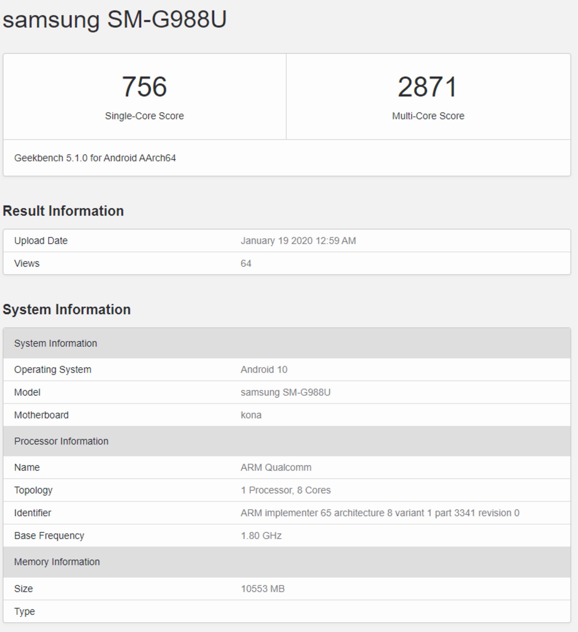 galaxy s20 Geekbench