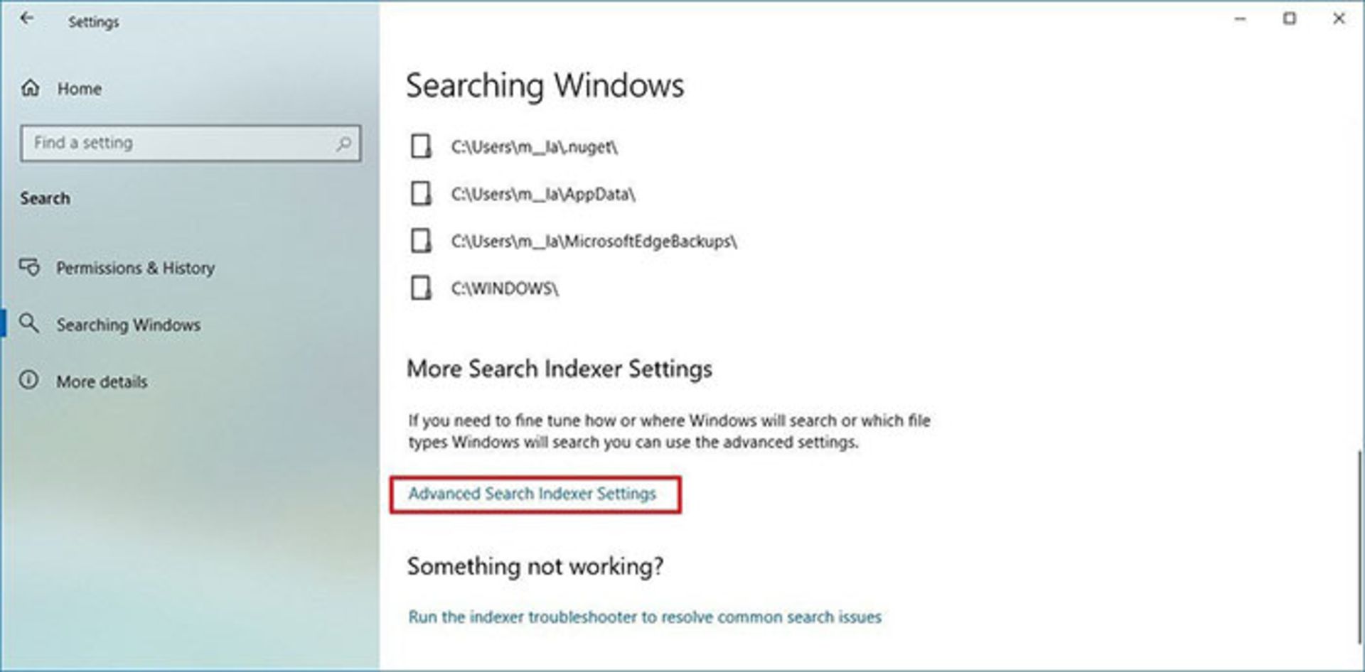 index settings