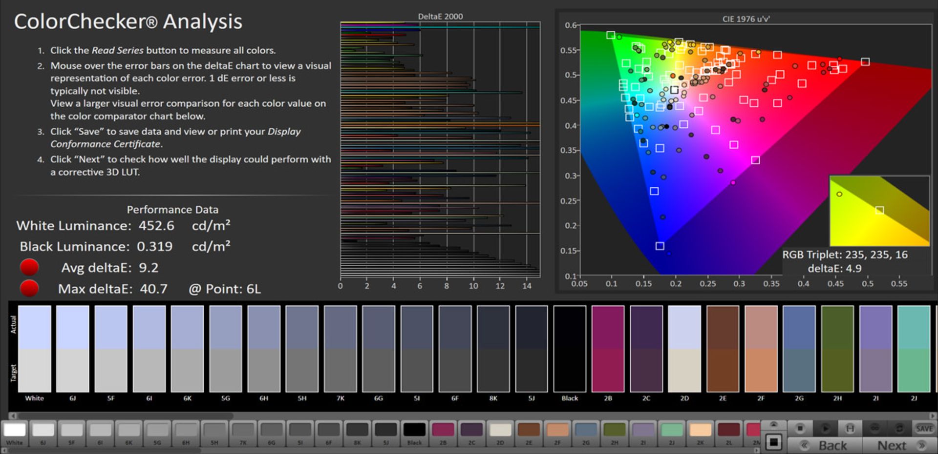 دقت رنگ در حالت Vivid و فضای DCI-P3 - آنر ۹ ایکس پرو
