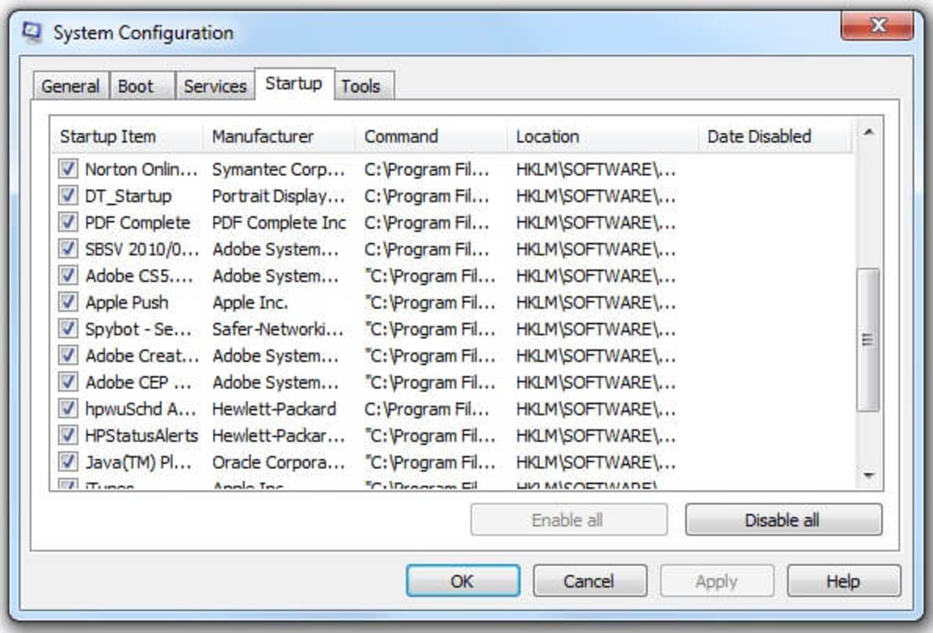 مدیریت اجرای برنامه‌ها در ویندوز 7