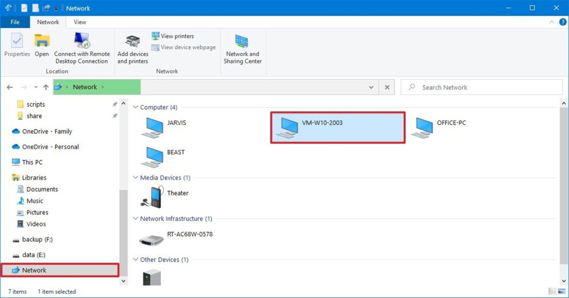 File explorer network
