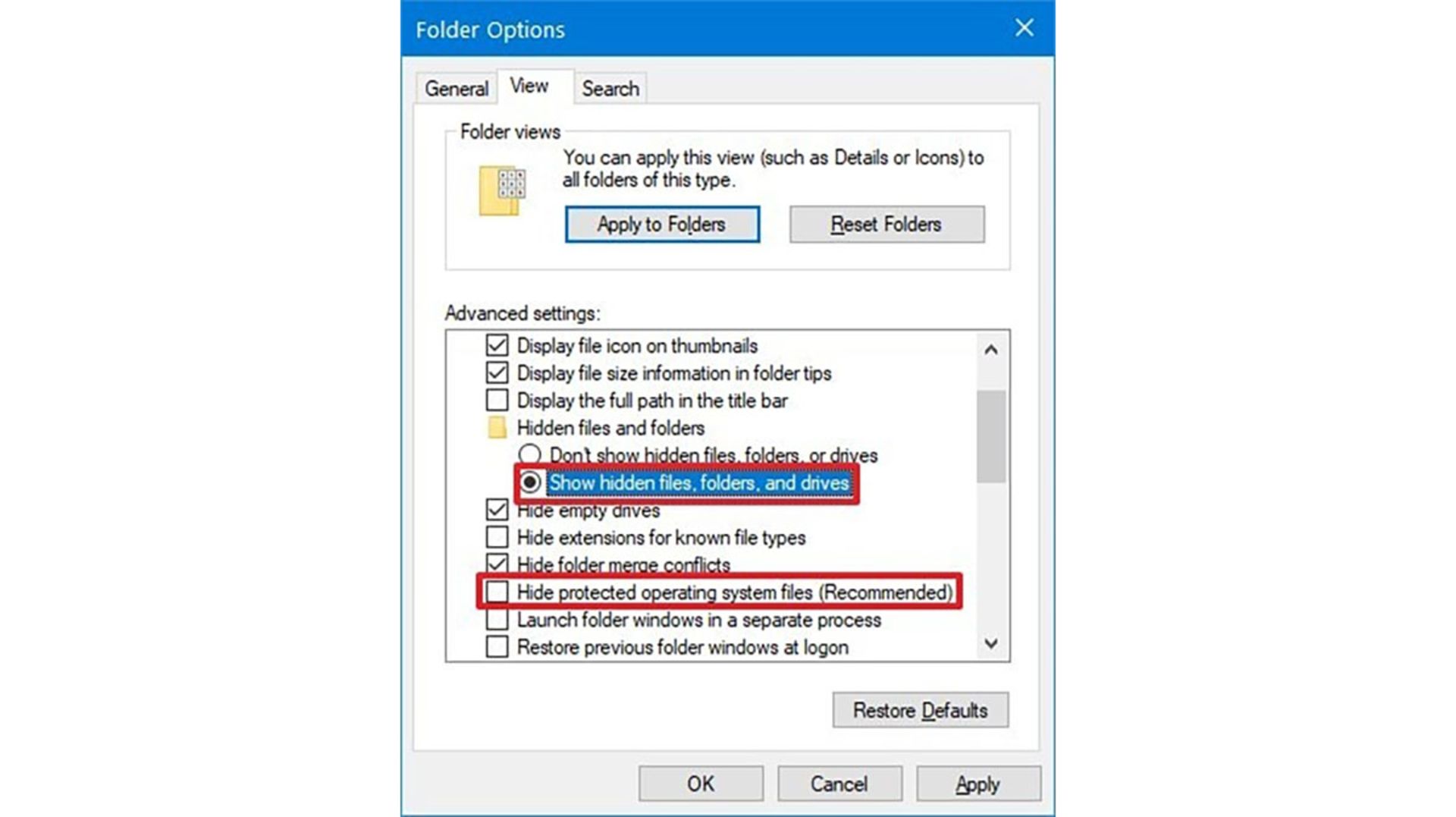 Show hidden files ویندوز اکسپلورر