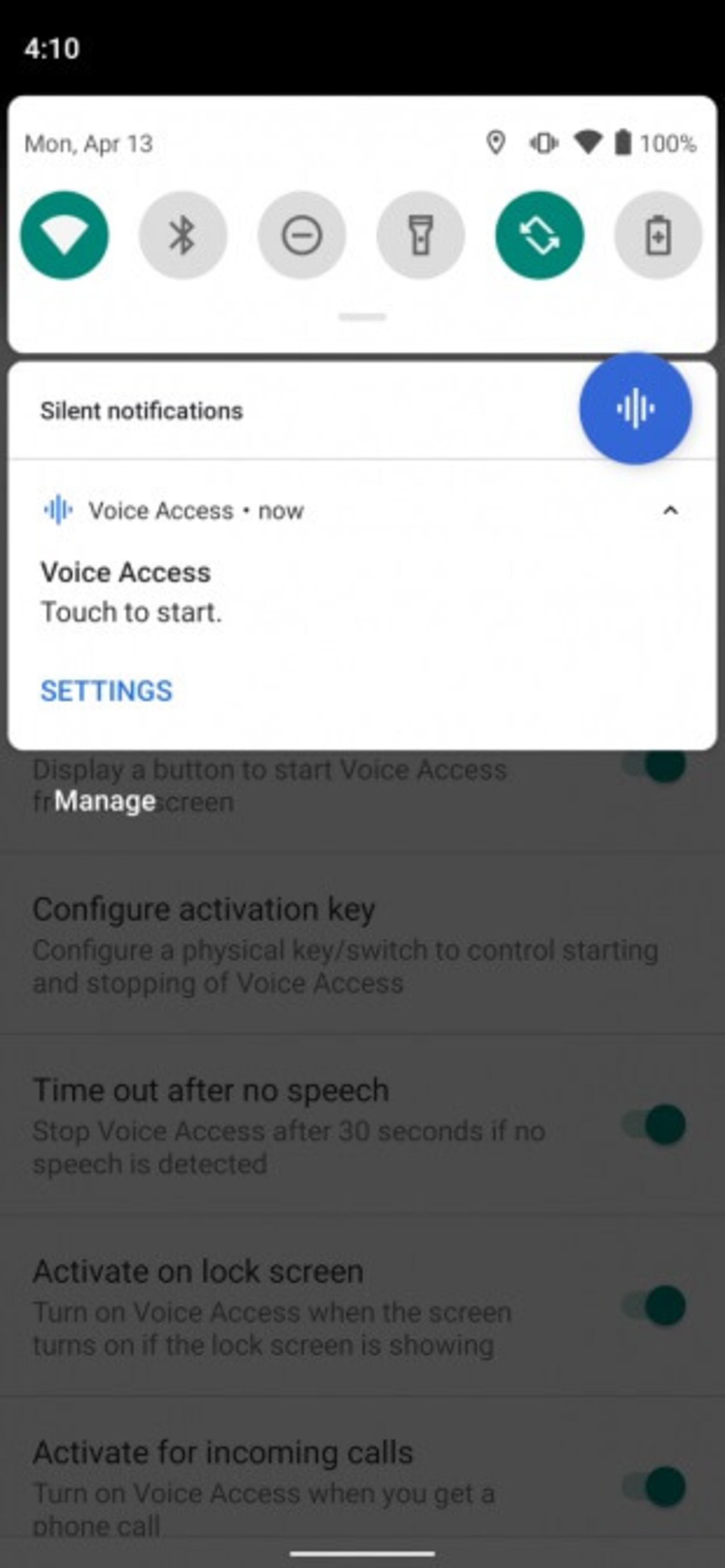 تنظیمات Voice Access - 1