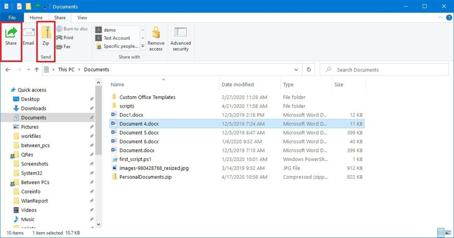 تب Share در File Explorer
