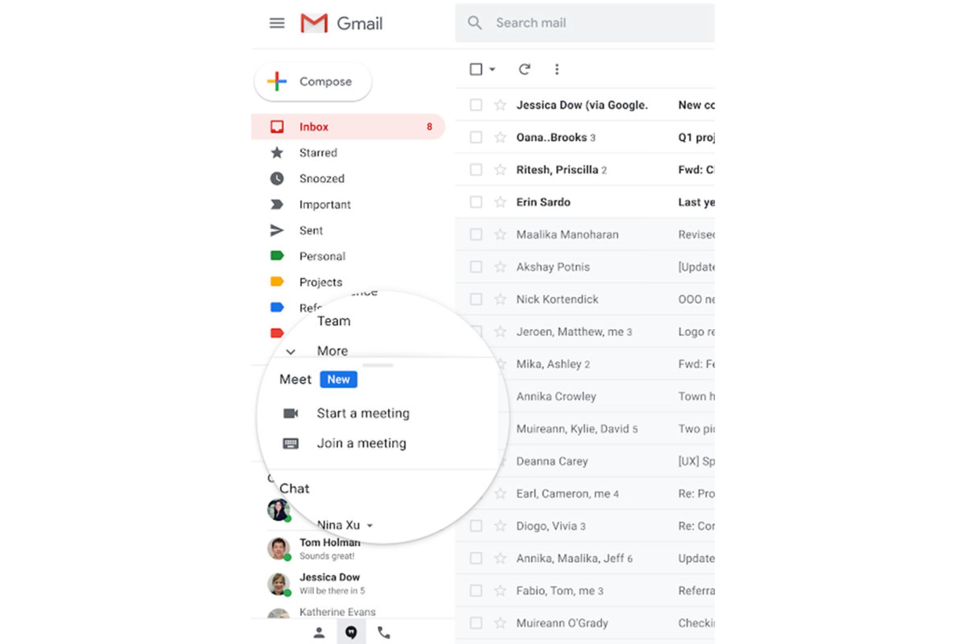 یکپارچه شدن گوگل میت و جیمیل / Google meet integ