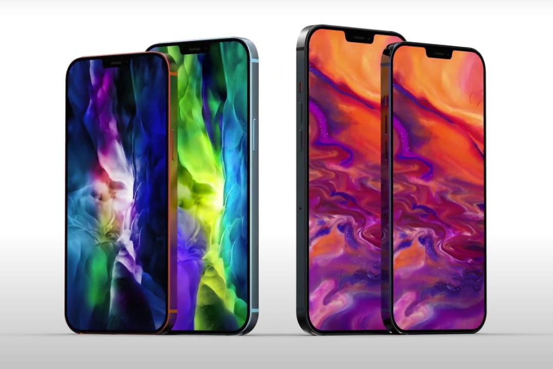 چهار دستگاه آیفون 12 اپل / Apple iPhone 12 از زاویه سه رخ