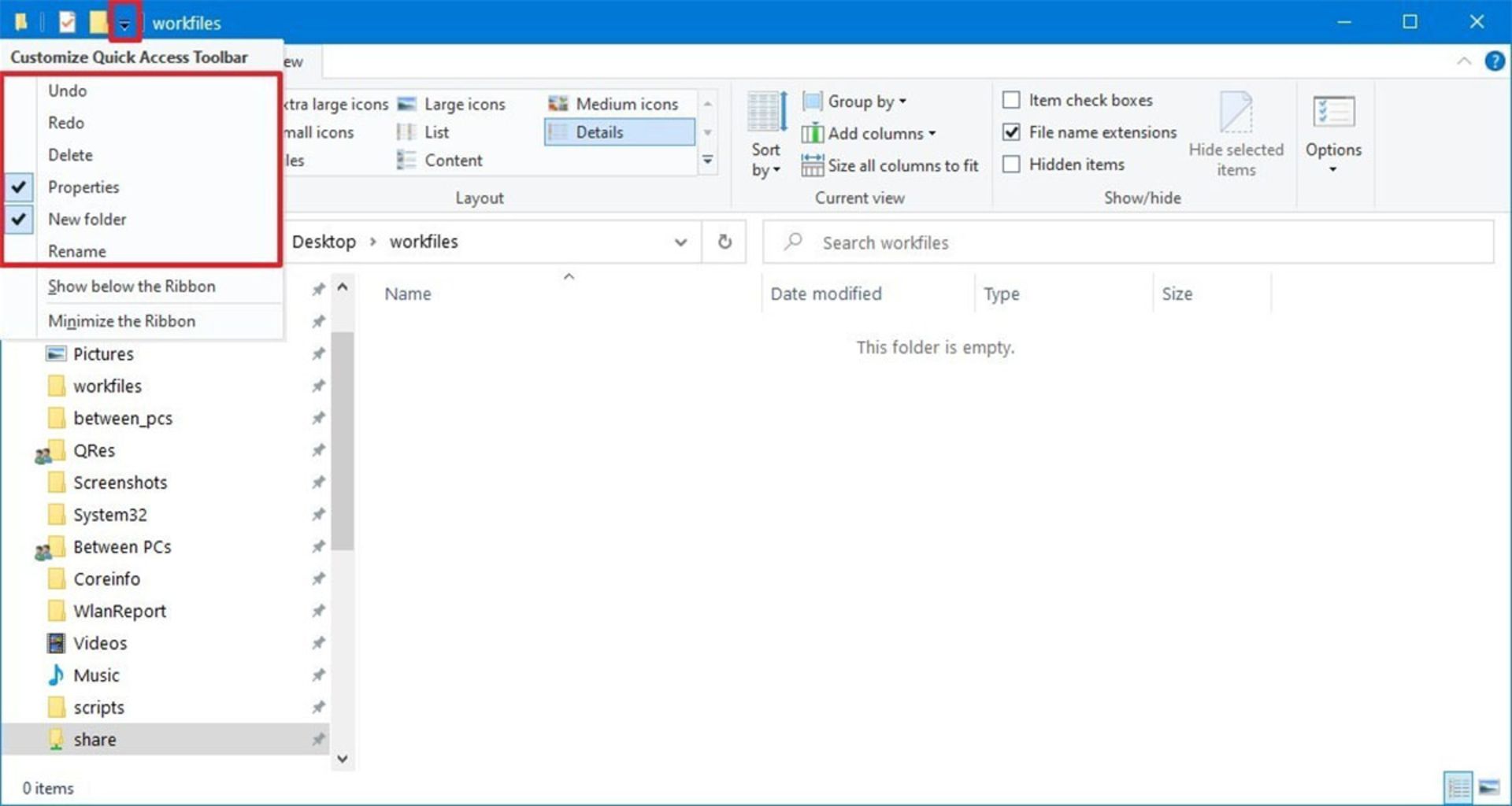 نوار ابزار File Explorer