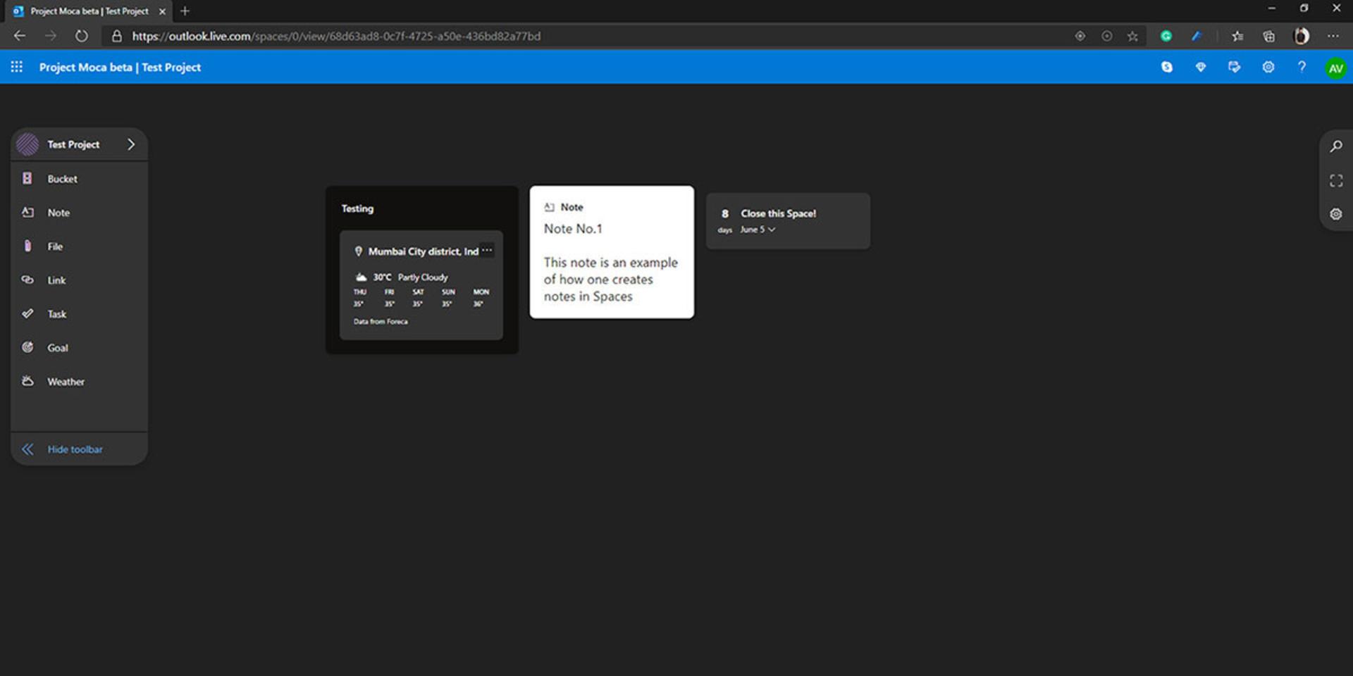 مایکروسافت Outlook Spaces