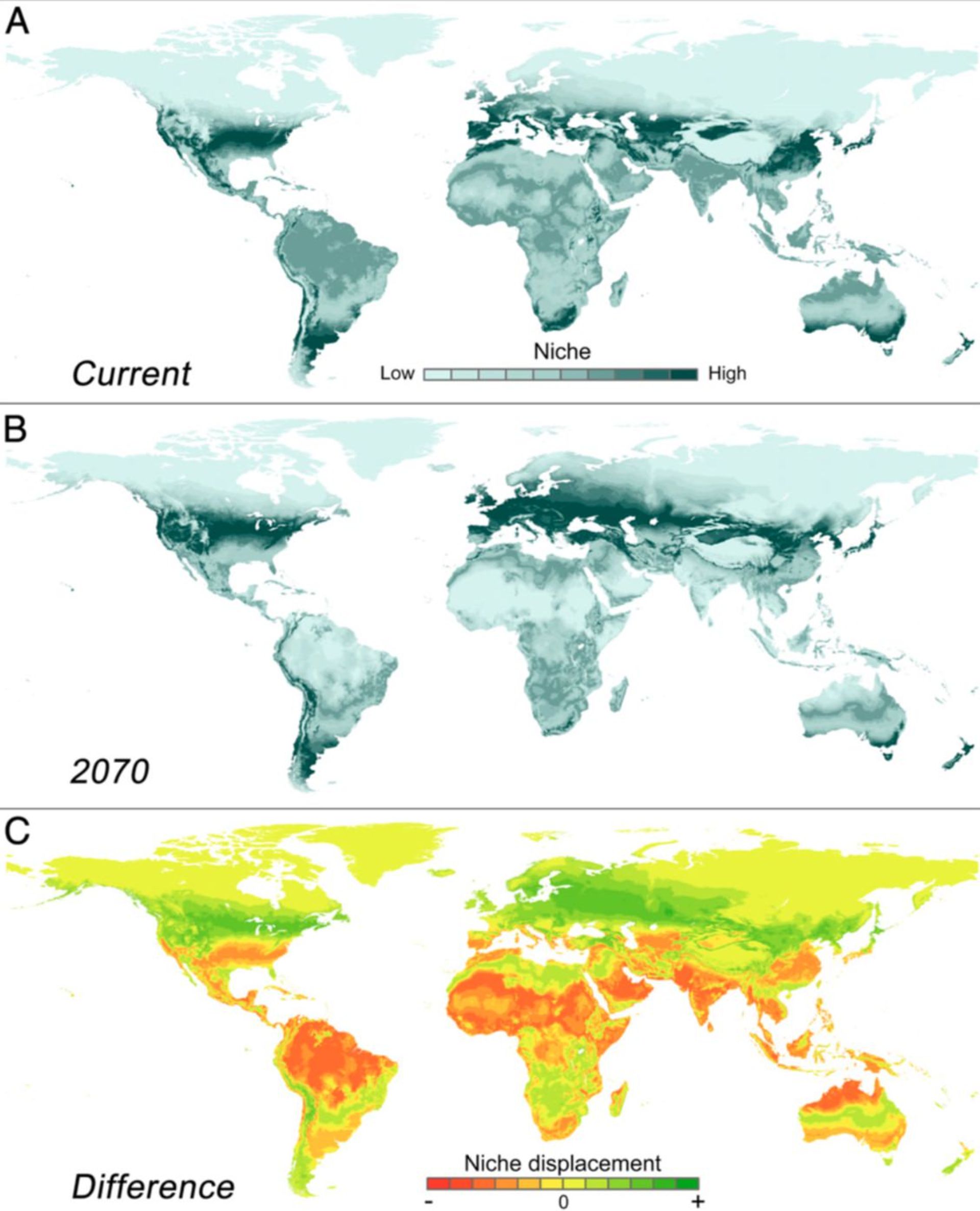نقشه تغییر اقلیم تا سال ۲۰۷۰