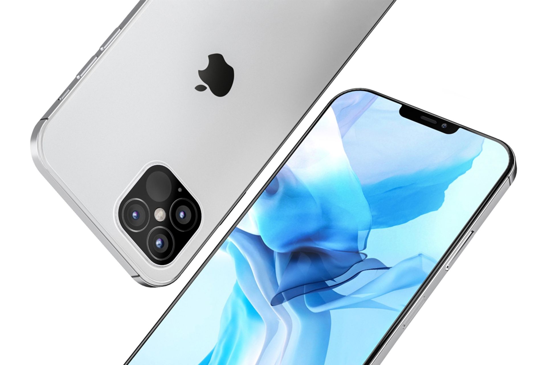 آیفون 12 اپل / Apple iPhone 12 از نمای جلو و عقب نقره ای