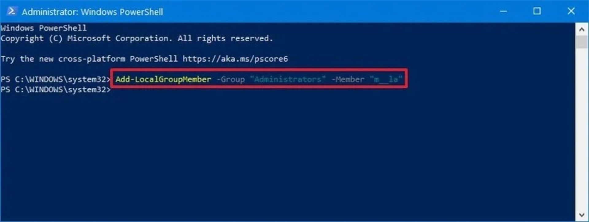 تغییر یوزر اکانت از طریق PowerShell - 2