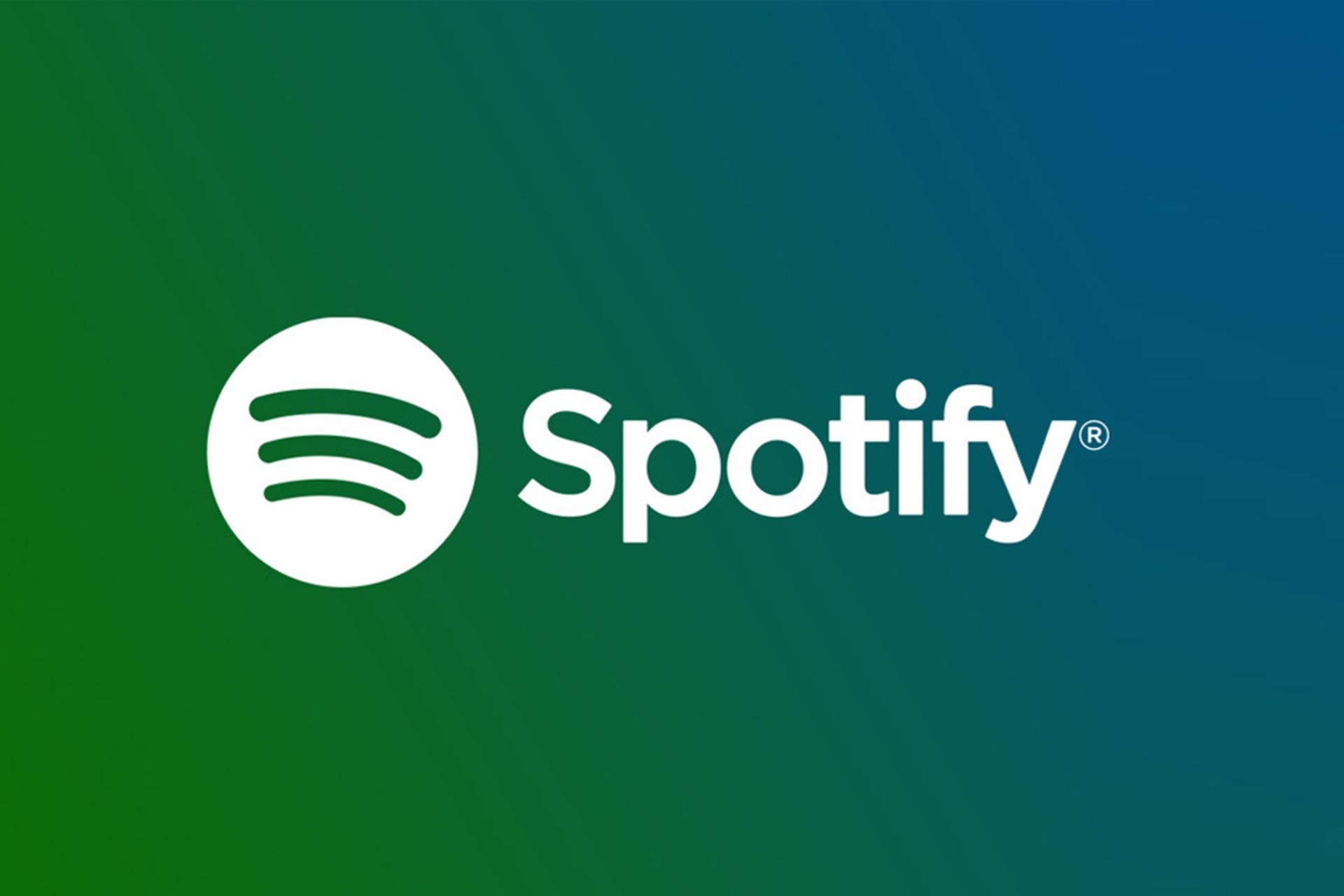 لوگو سفید اسپاتیفای / Spotify در پس زمینه سبز