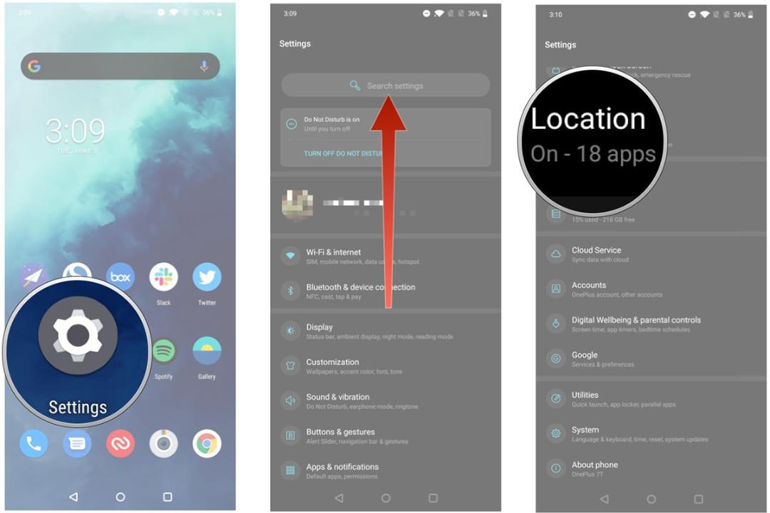 android location setting