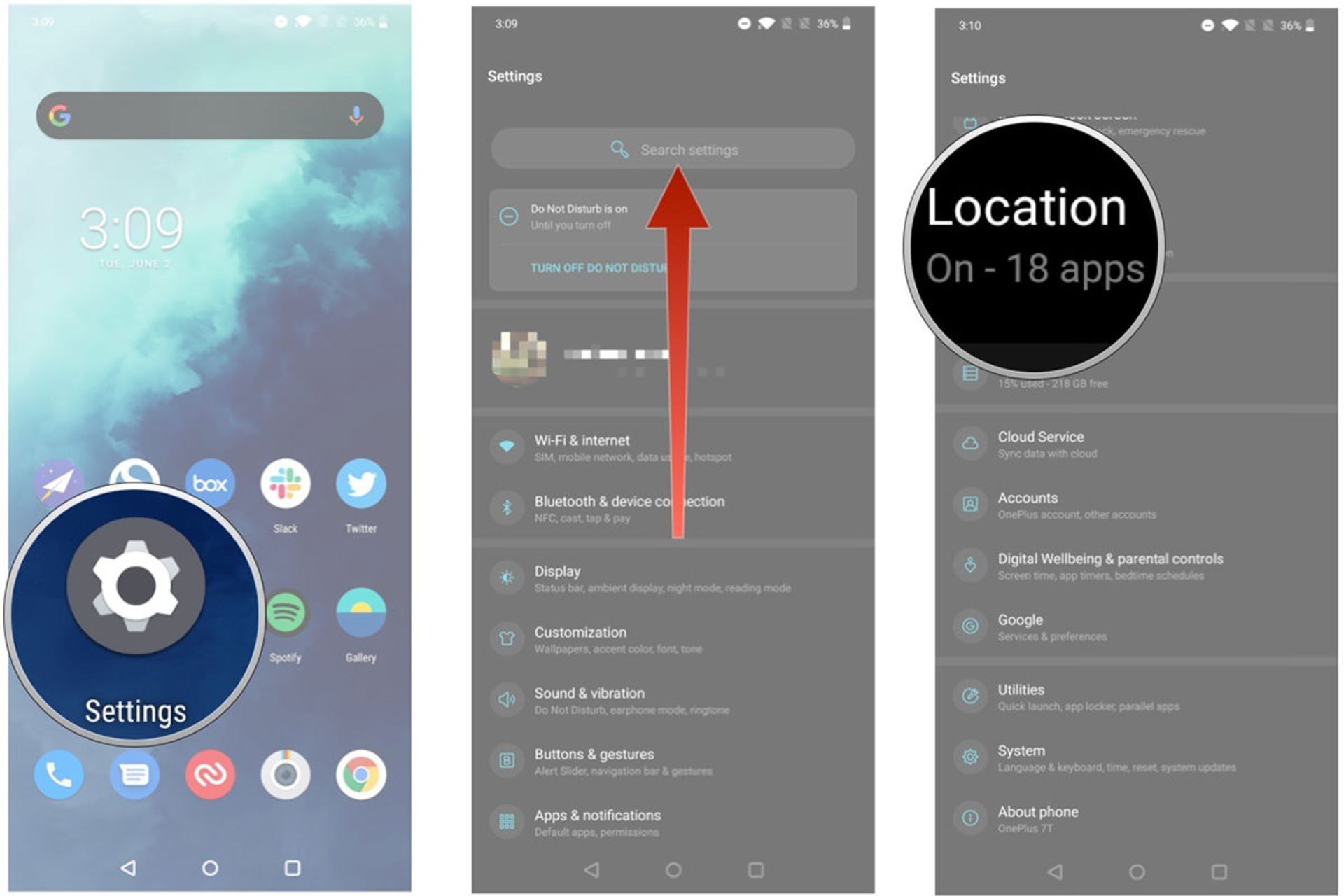 android location setting