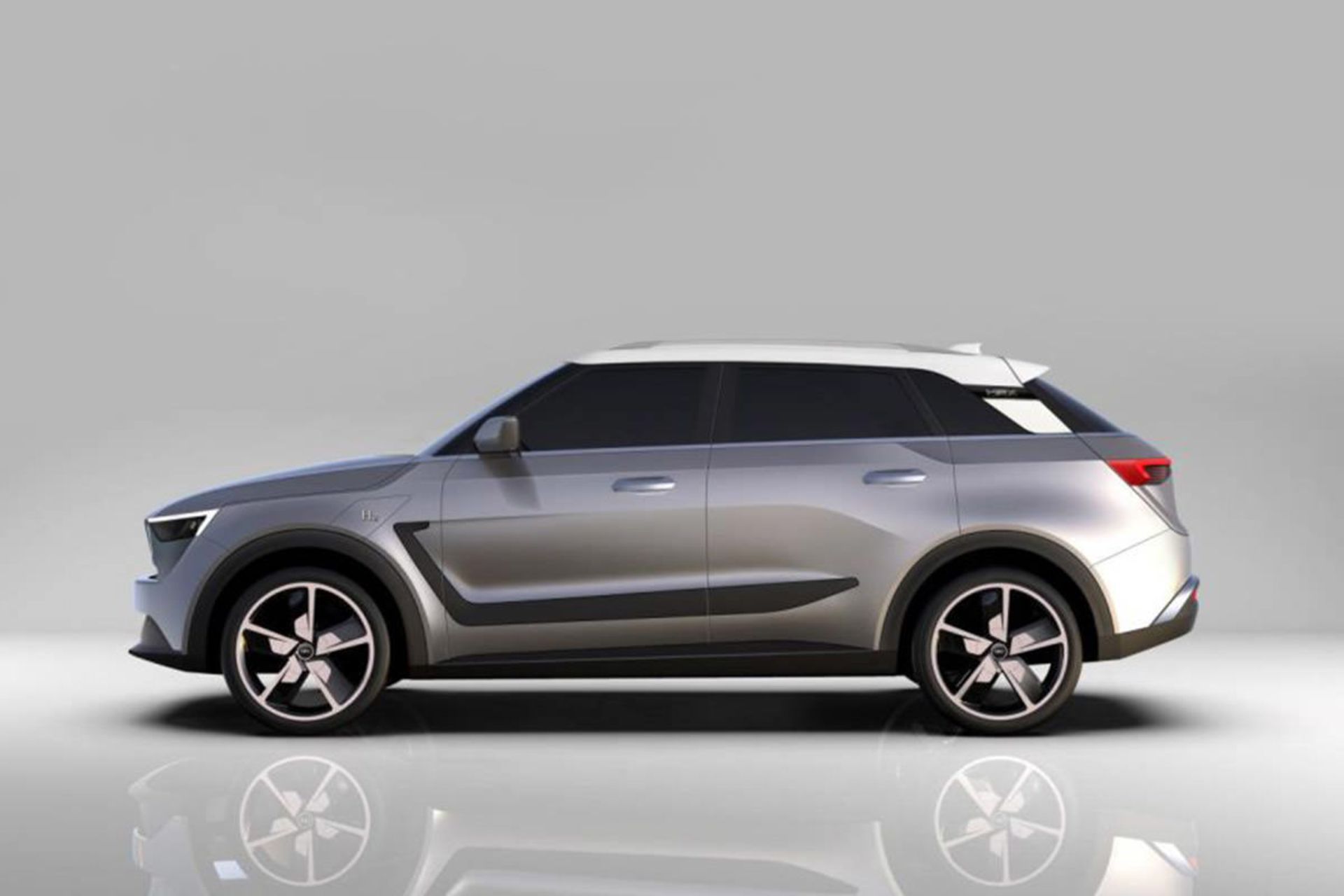 نمای جانبی خودروی شاسی بلند H2X hydrogen car suv 