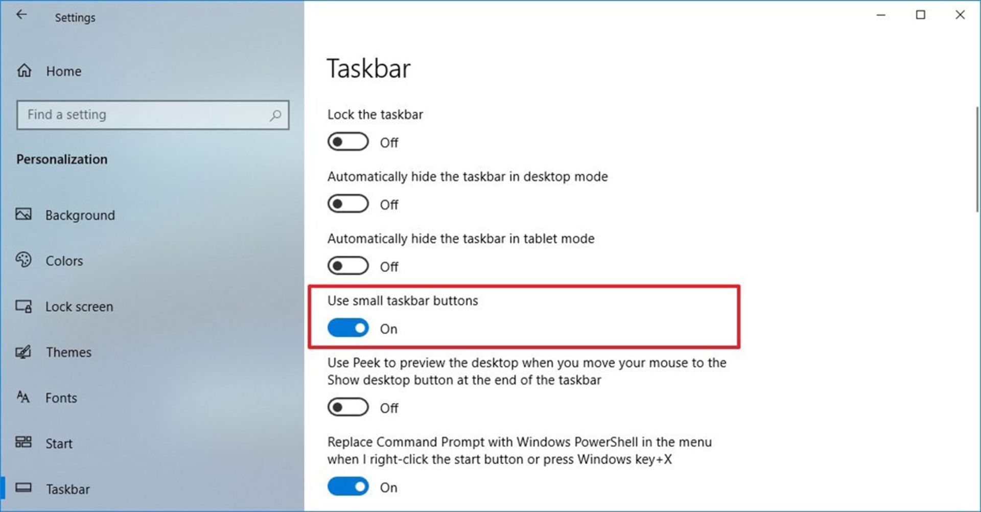 تنظیمات نوار وظیفه Taskbar