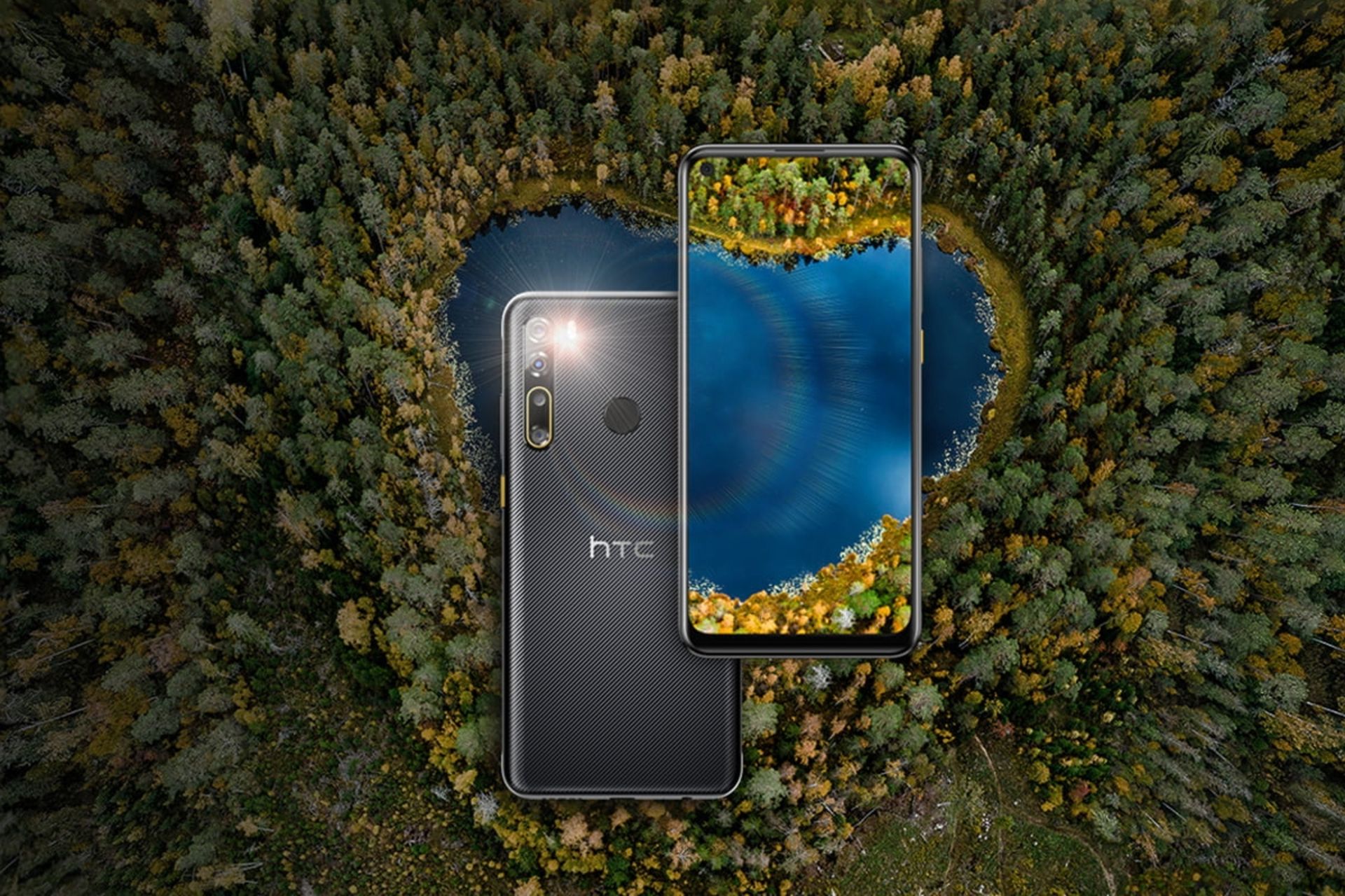 اچ تی سی U20 5G نمایشگر و پنل پشتی پس زمینه جنگل